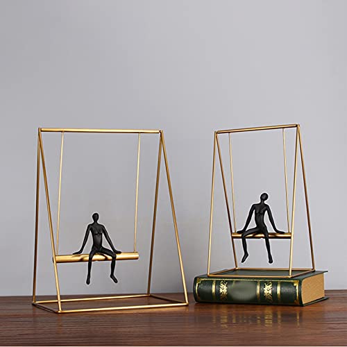 Nordic Creative Metal Swing Figurine Miniature Model Modern Brass Art Figurine Ornament Home Decoration Accessories