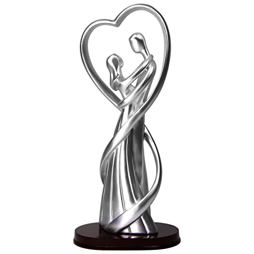 Modern Decor Couple Statue, Valentine's Day Decorations Couple Sculpture for Home Decor, Wedding (Silver)