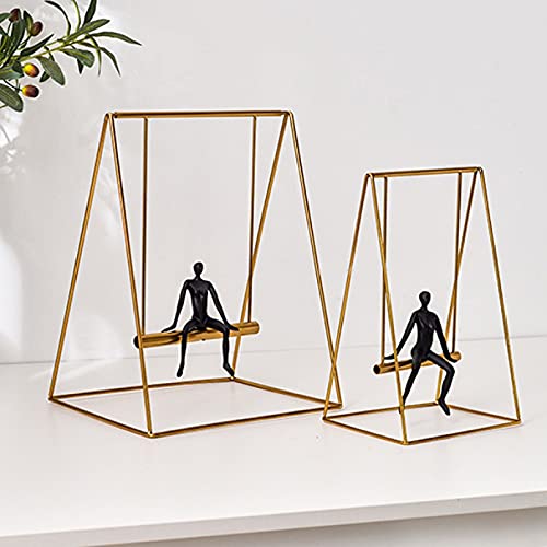 Nordic Creative Metal Swing Figurine Miniature Model Modern Brass Art Figurine Ornament Home Decoration Accessories