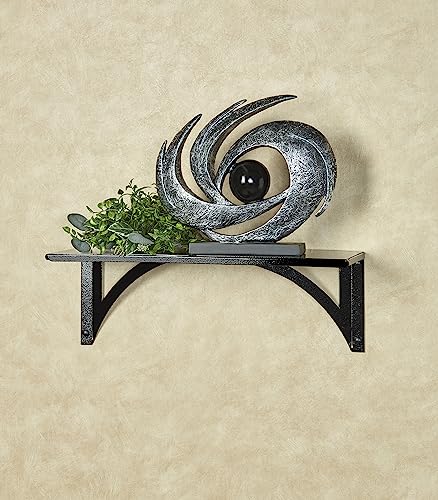 Touch of Class Contemporary Earths Motion - Antique Silver - Table Sculpture Art Decor - Modern Abstract Aesthetic, Swirling Design, Orb Center - Made of Resin, 12 Inches High, 15 Inches Wide